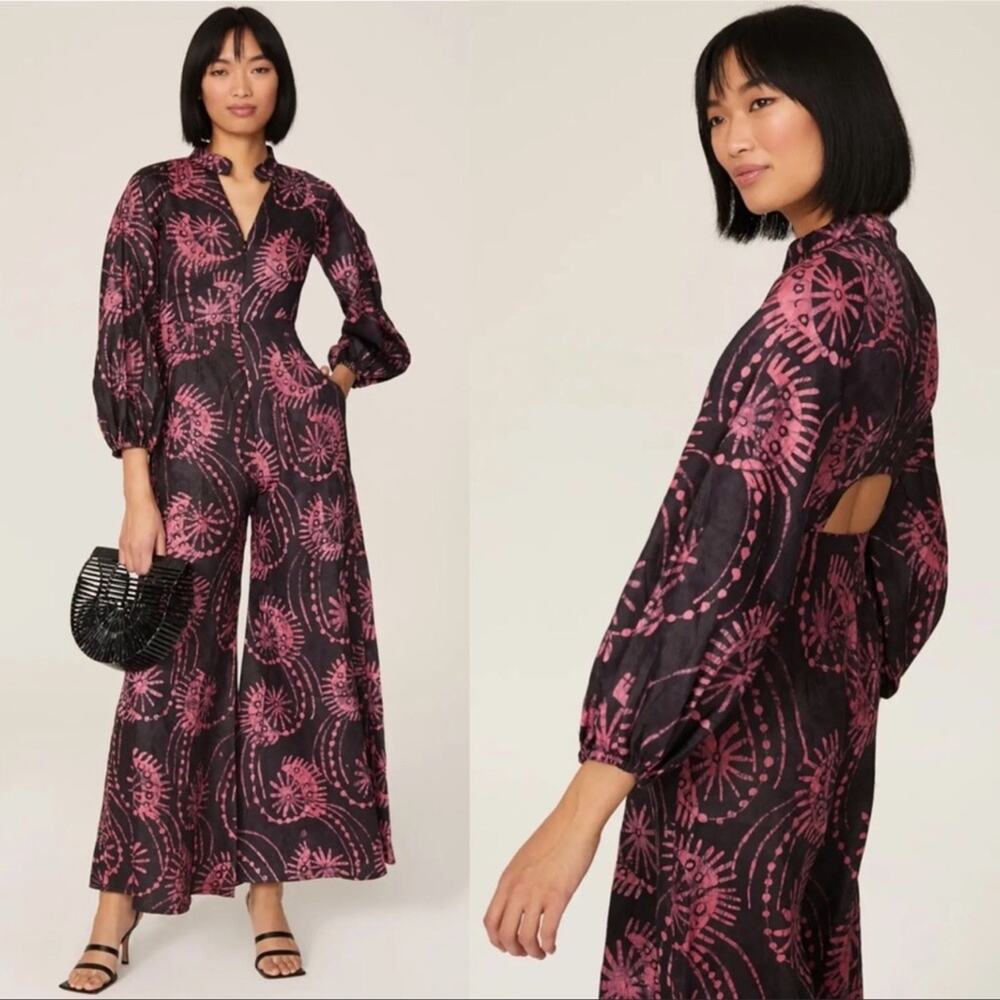 Kahindo Luo Tie Dye Wide Leg Long Sleeve Fireworks Jumpsuit Size 6‎